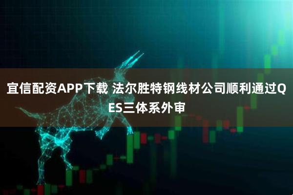 宜信配资APP下载 法尔胜特钢线材公司顺利通过QES三体系外审