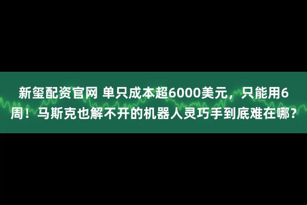 新玺配资官网 单只成本超6000美元，只能用6周！马斯克也解不开的机器人灵巧手到底难在哪？